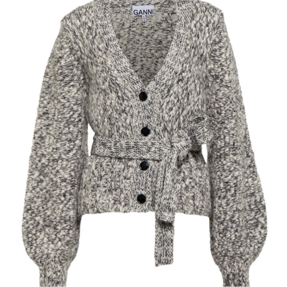 Ganni Alpaca Wool Tie Cardigan Sweater size XS